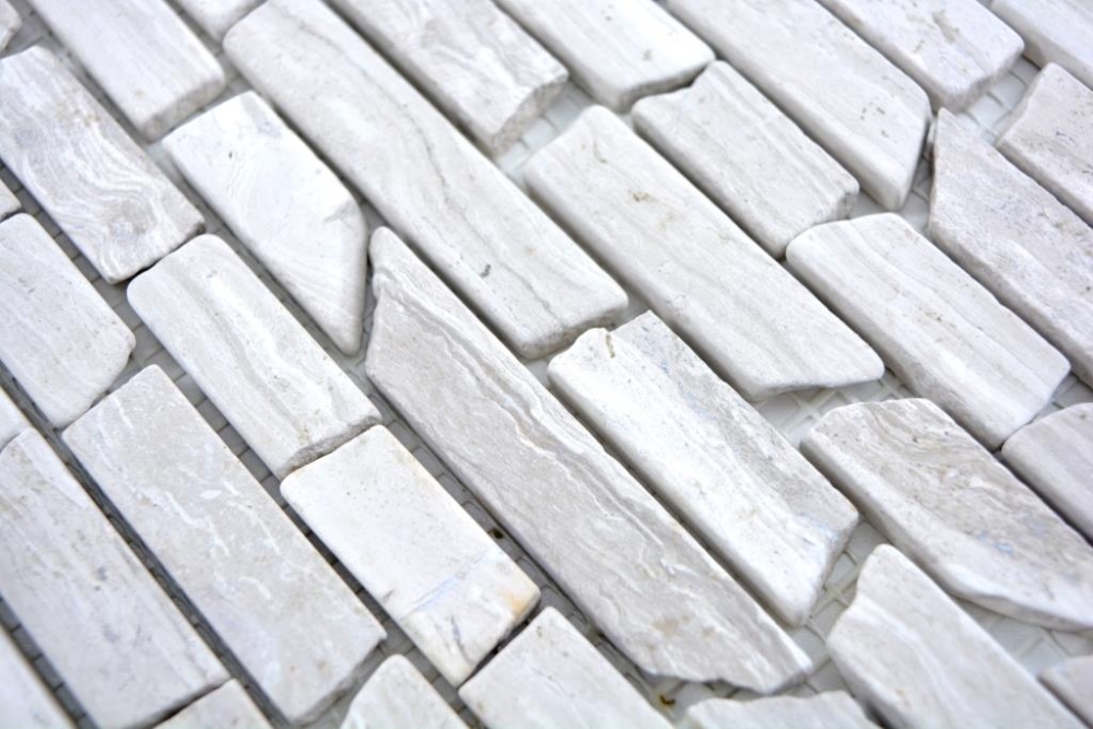 Bruchmosaik Stäbchen Marmor Natursteinmosaik Marmor grau Streifen 40-Brick2012