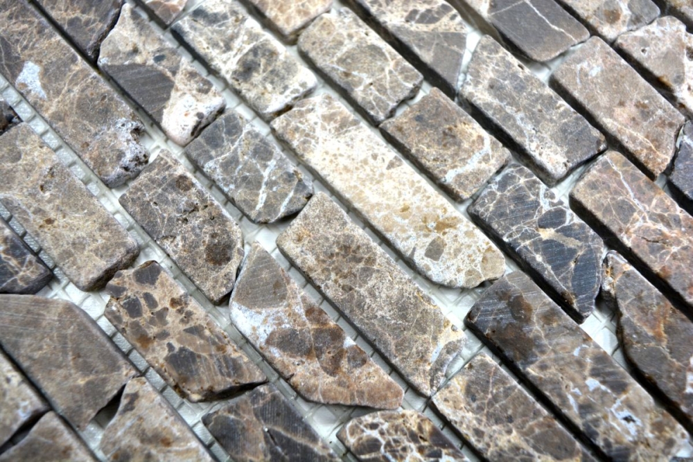 Mosaique en batonnets Marbre Mosaique en pierre naturelle Impala brun flamme 40-1304