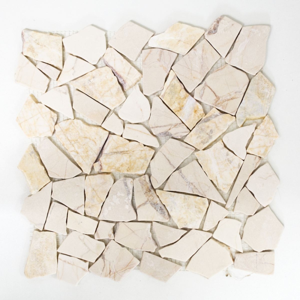 Mosaico cantera Ciot crema dorado pulido con estructura marmol aspecto cantera