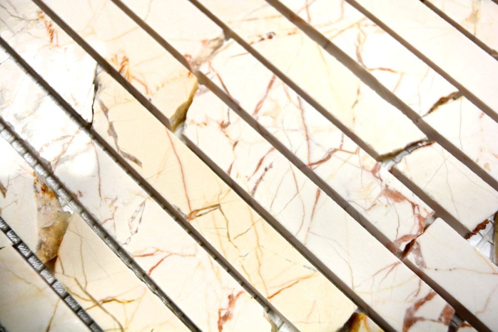 Mosaique de brisures en batonnets de marbre Mosaique de pierre naturelle beige golden cream polie structure 40B-2807