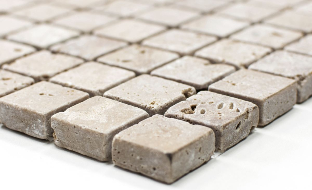 Mosaico Cuadrado Noce Travertino Antiguo nogal mate R10C
