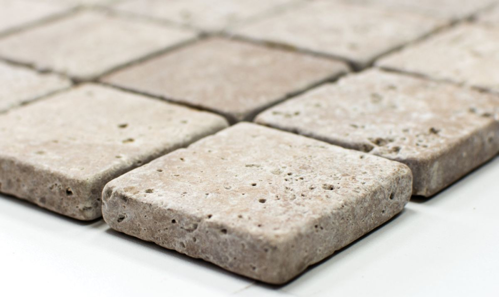 Mosaique Carre Noce Antique Travertin noyer mat R10C