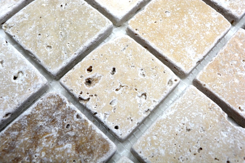 Mosaik Fliese Travertin Naturstein beige Chiaro Fliesenspiegel Küche 43-46048_b