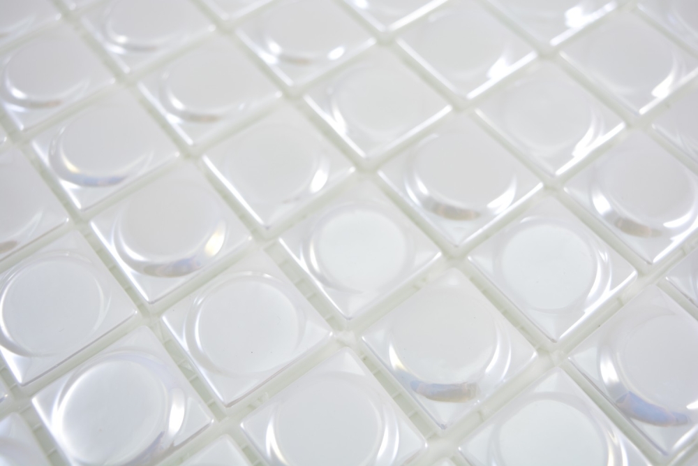 Deluxe Mosaikfliese Glas Recycling Weiß Metallic Vidrepur Aura - 350-12