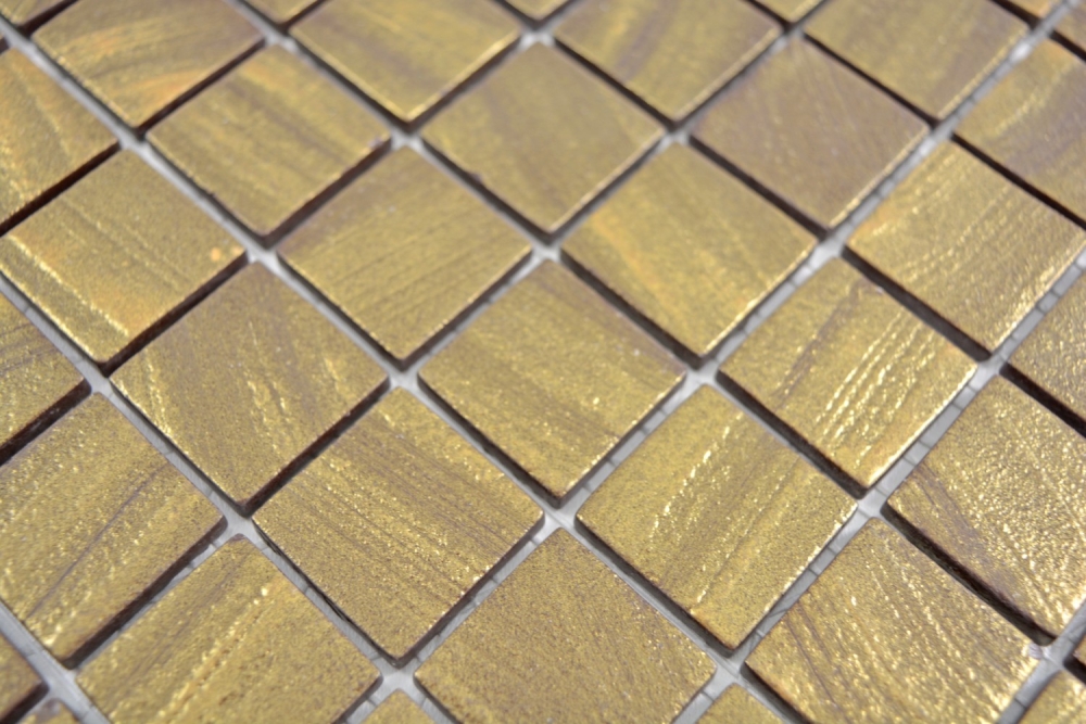 Deluxe Mosaikfliese Glas Recycling Satin Gold Beige Braun Vidrepur Arts 360-05
