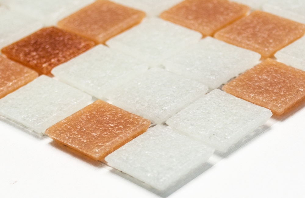 Mosaique de verre Blanc Orange Orange fonce Carreau de cuisine Salle de bain - 52-1002