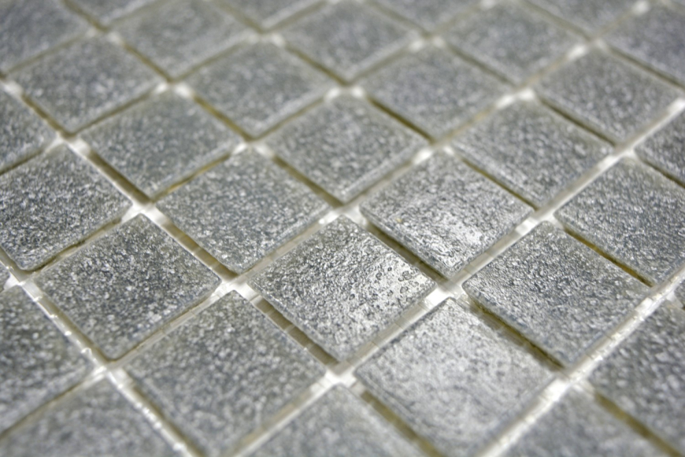 Mosaik Glas grau glaenzend - 10 Mosaikblaetter
