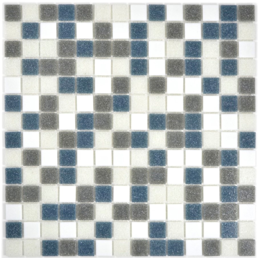 Mosaico de vidrio mezcla blanco gris metal brillante - 10 hojas de mosaico