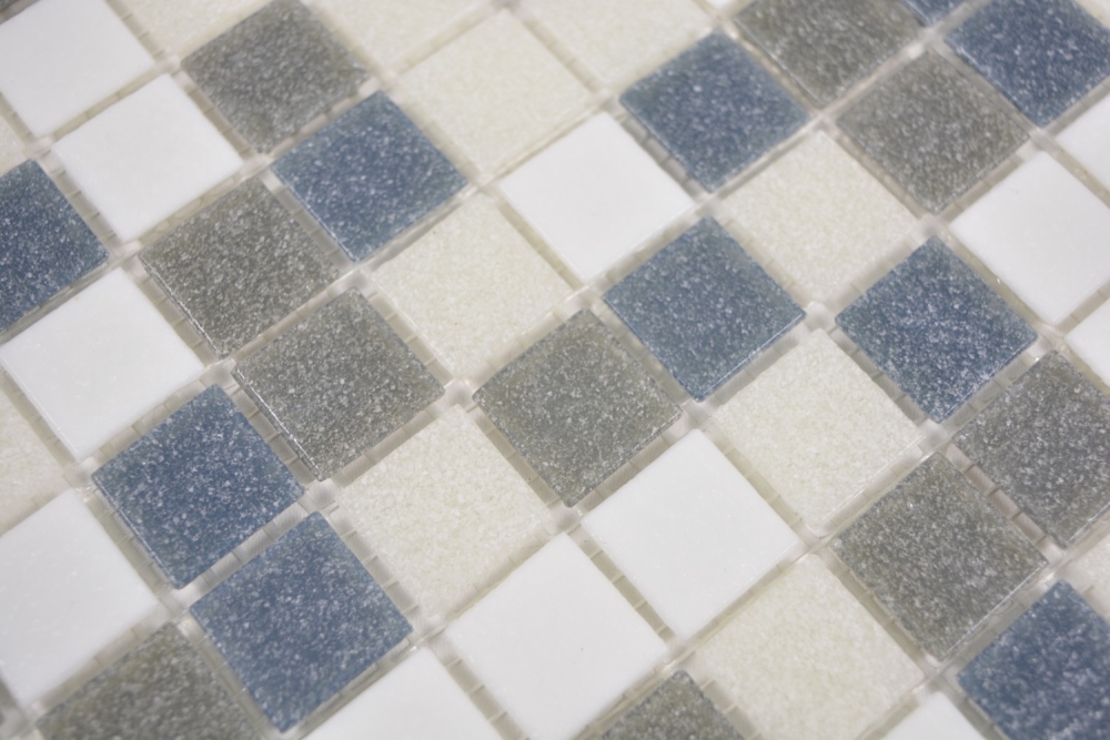 Mosaico de vidrio mezcla blanco gris metal brillante - 10 hojas de mosaico
