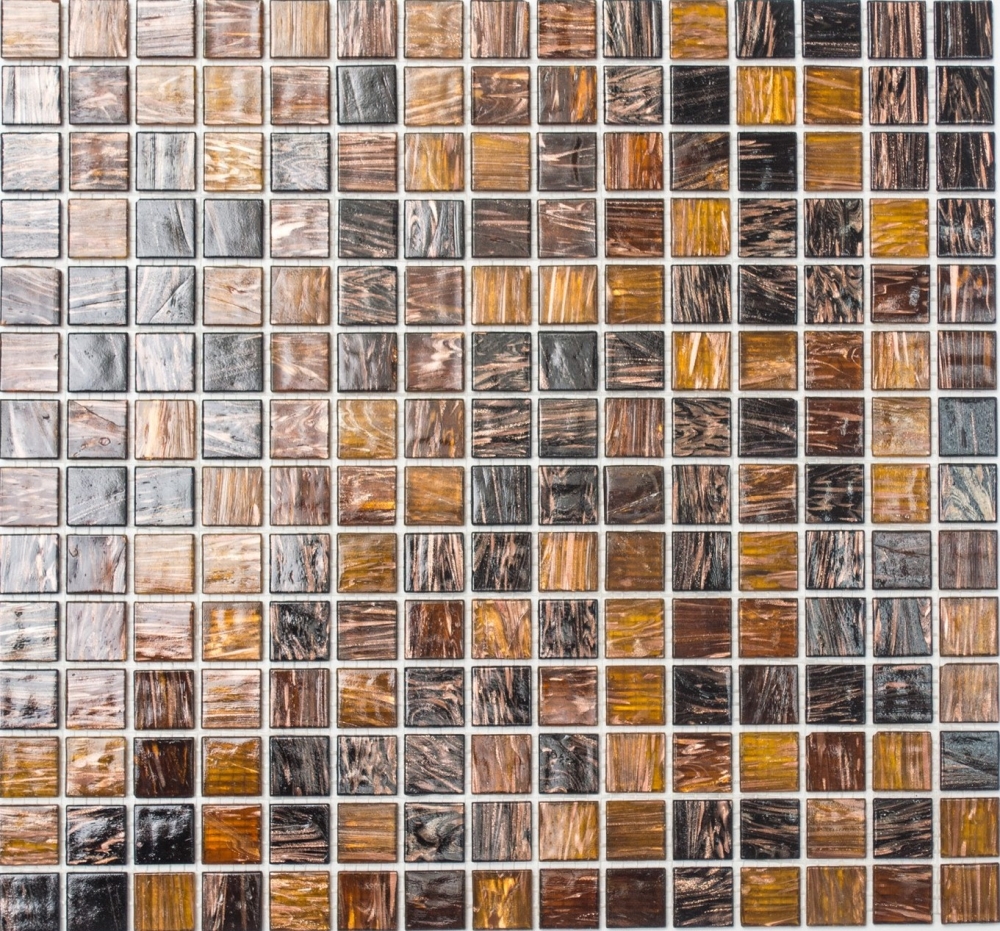 Mosaique verre mix brun brillant - 10 feuilles de mosaique