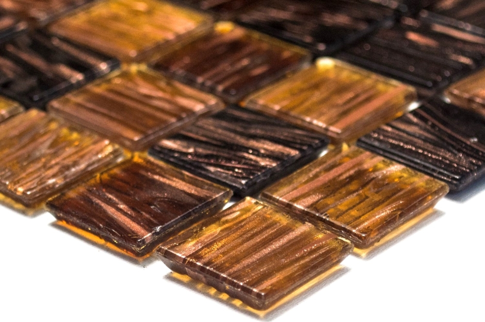 Mosaique verre mix brun brillant - 10 feuilles de mosaique