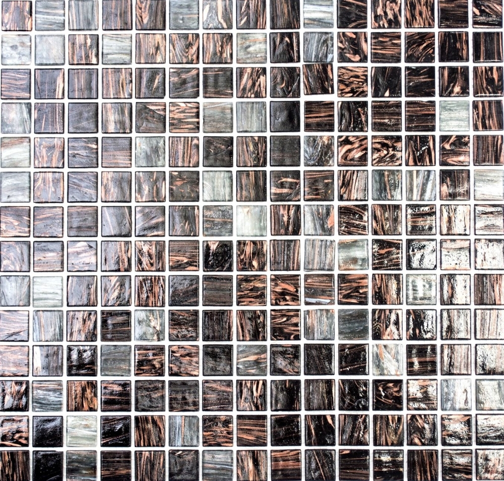 Mosaique Carre argent dore gris fonce verre brillant