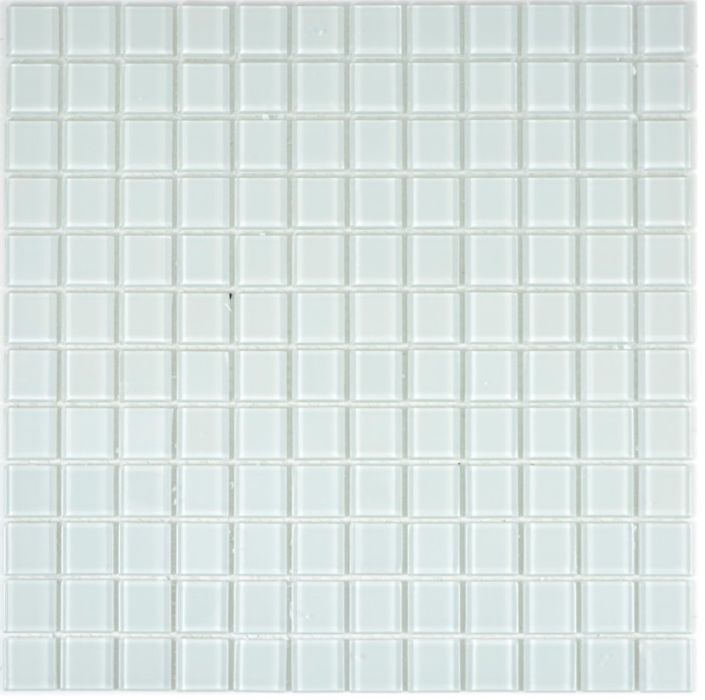 Glasmosaik weiss grünstich Duschwand Fliesenspiegel Poolmosaik 63-0102