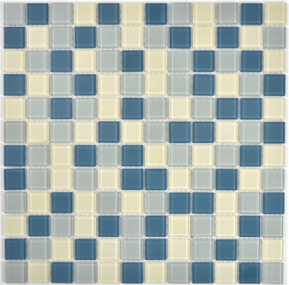 Mosaik Transluzent Crystal mix weiss silber glaenzend - 10 Mosaikblaetter