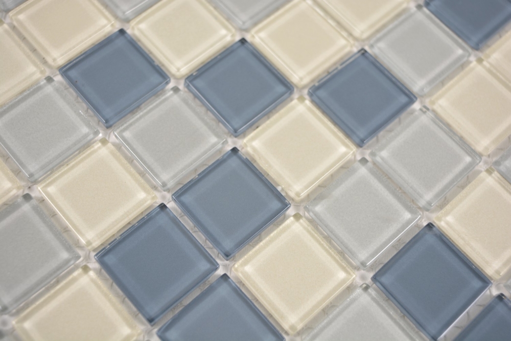 Mosaik Transluzent Crystal mix weiss silber glaenzend - 10 Mosaikblaetter