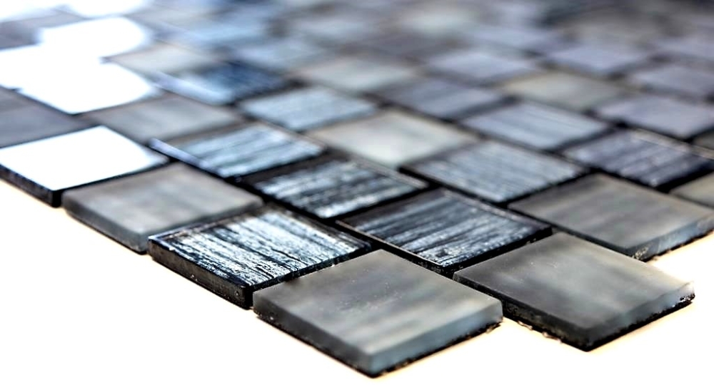 Mosaico Cristal translucido negro brillante - 10 hojas de mosaico