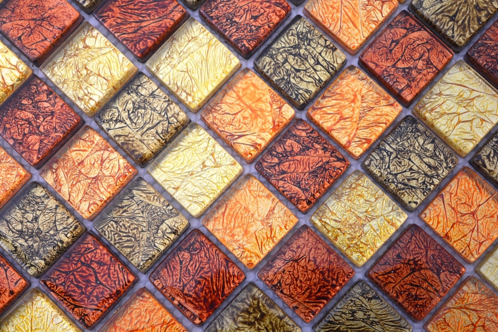 Mosaik Transluzent Crystal mix gold orange braun glaenzend - 10 Mosaikblaetter