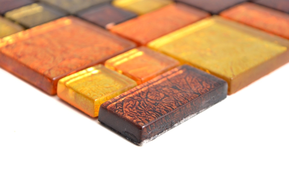 Mosaik Kombinationsoptik Transluzent Crystal mix gold orange braun glaenzend - 10 Mosaikblaetter