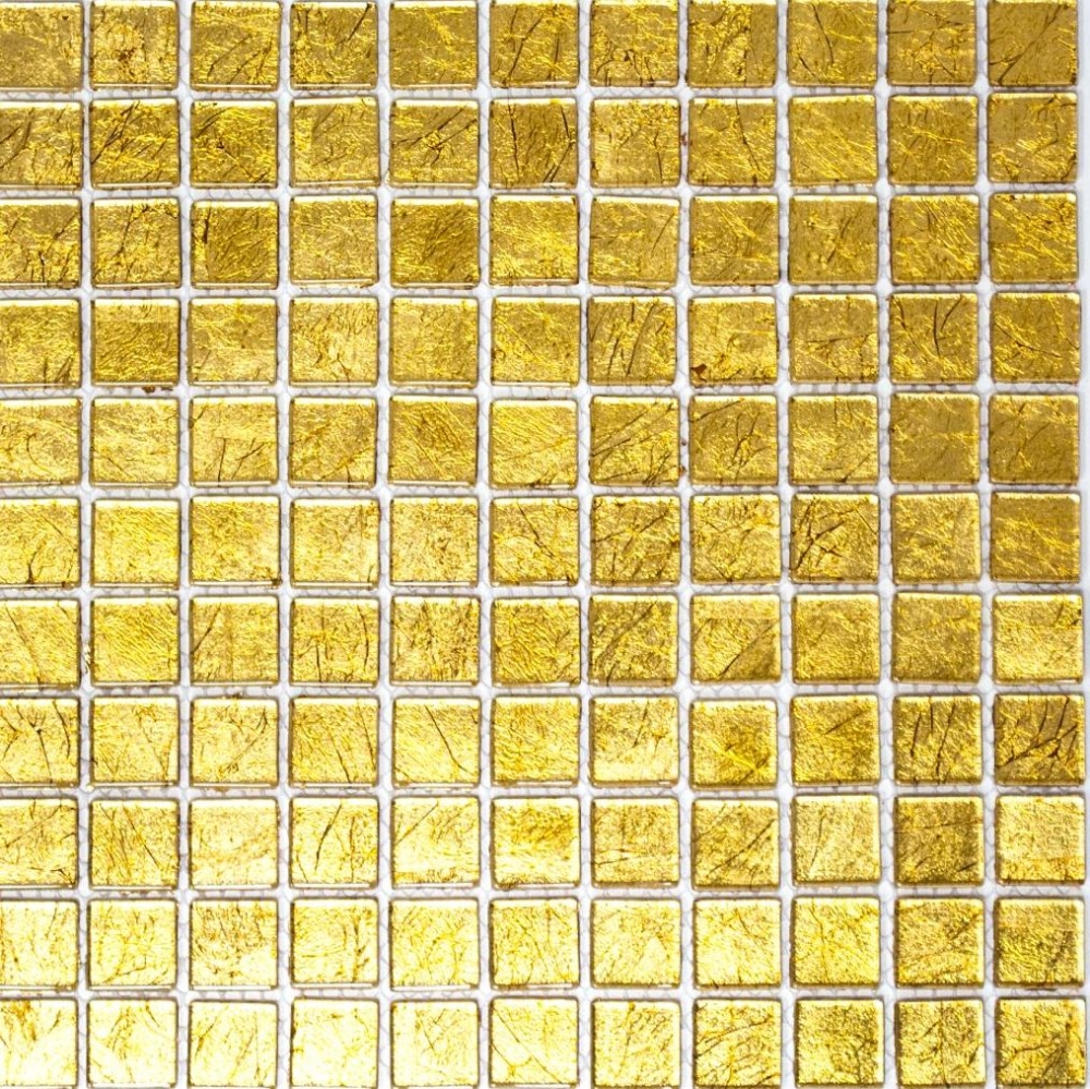 Mosaik Fliese Glasmosaik Gold Struktur Wandfliese Küchenfliese Fliesenspiegel - 120-0782