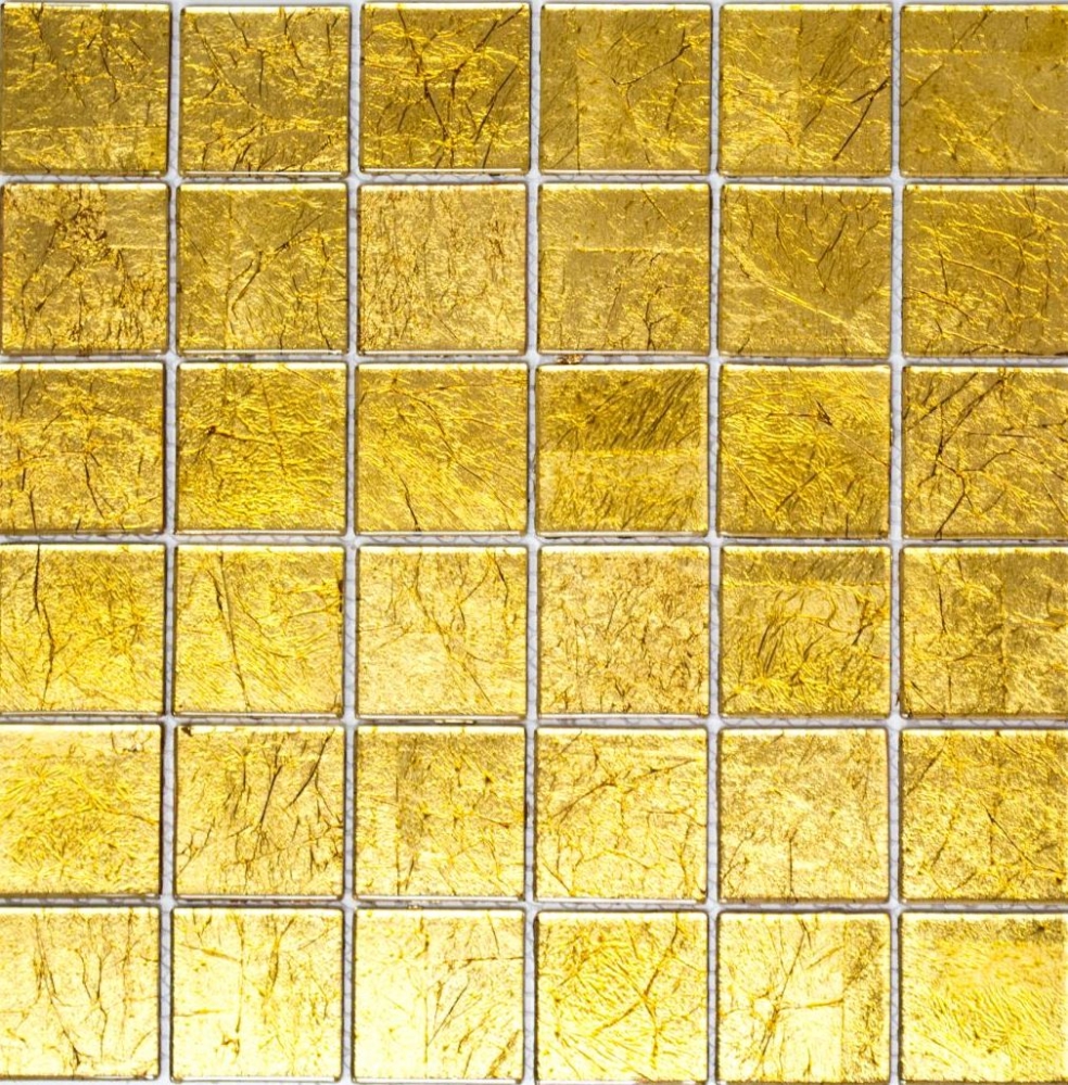 Mosaik Fliese Glasmosaik Gold Struktur Wandfliese Küchenfliese Fliesenspiegel - 120-0786