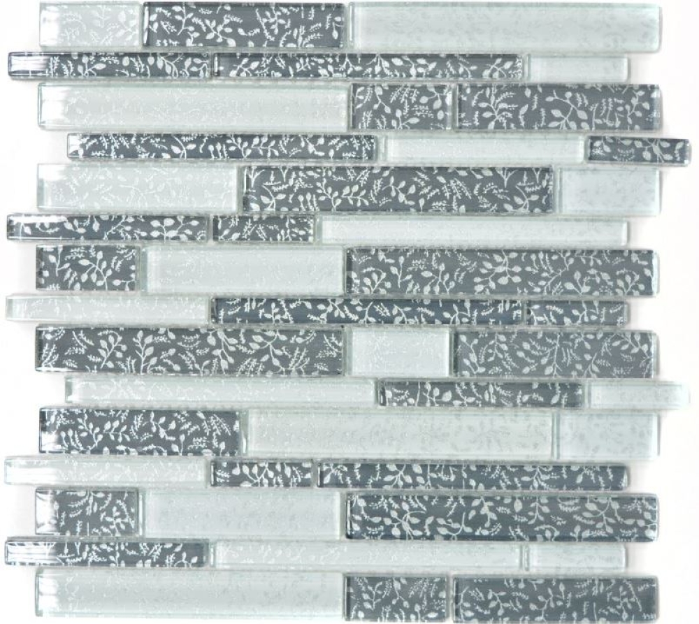 Mosaik Verbund Glasmosaik Chic Flowers Transluzent Verbundoptik mix weiß grau glänzend