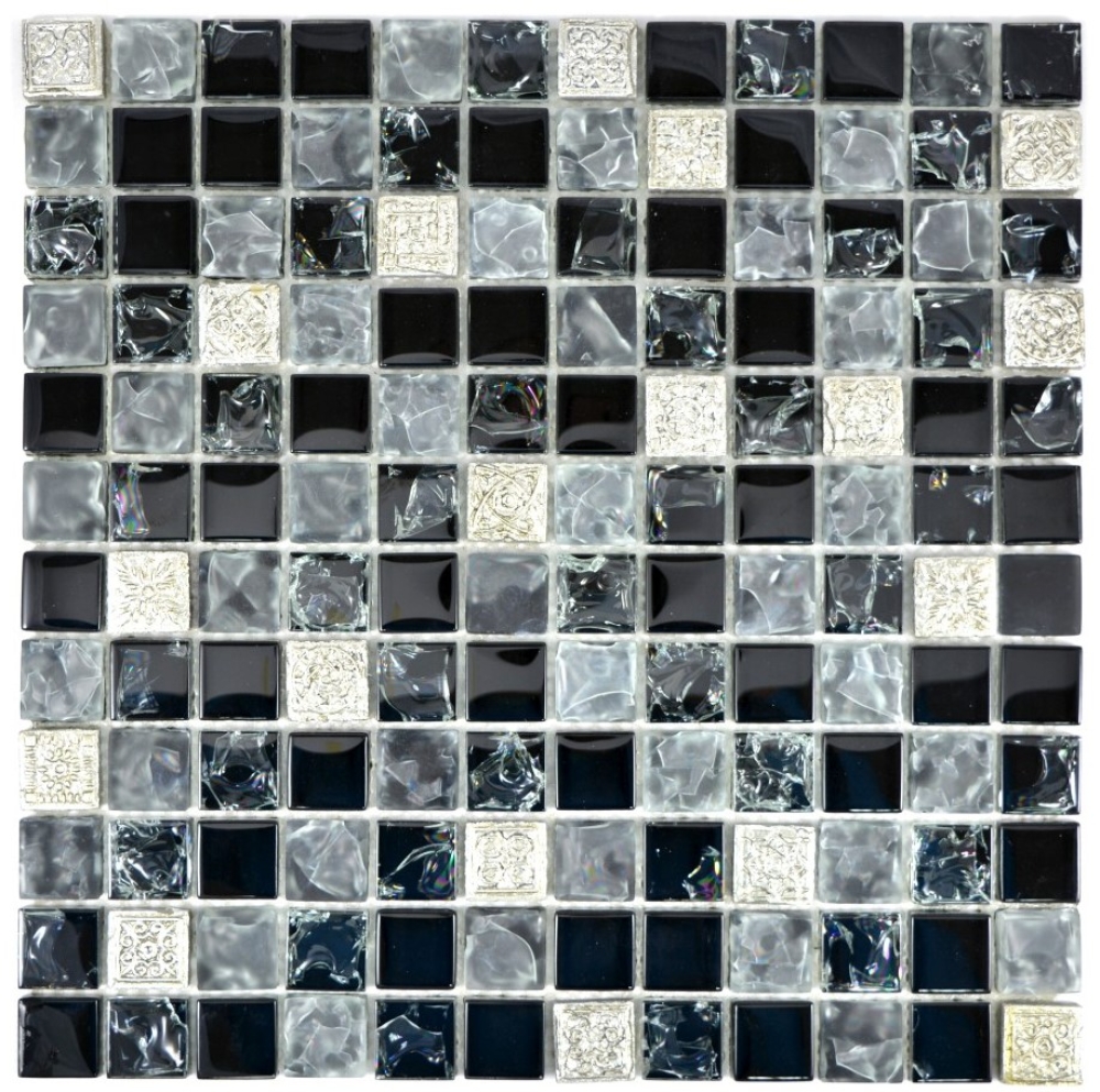 Mosaique Mix Translucide Resin mix gris noir mat - 10 feuilles de mosaique
