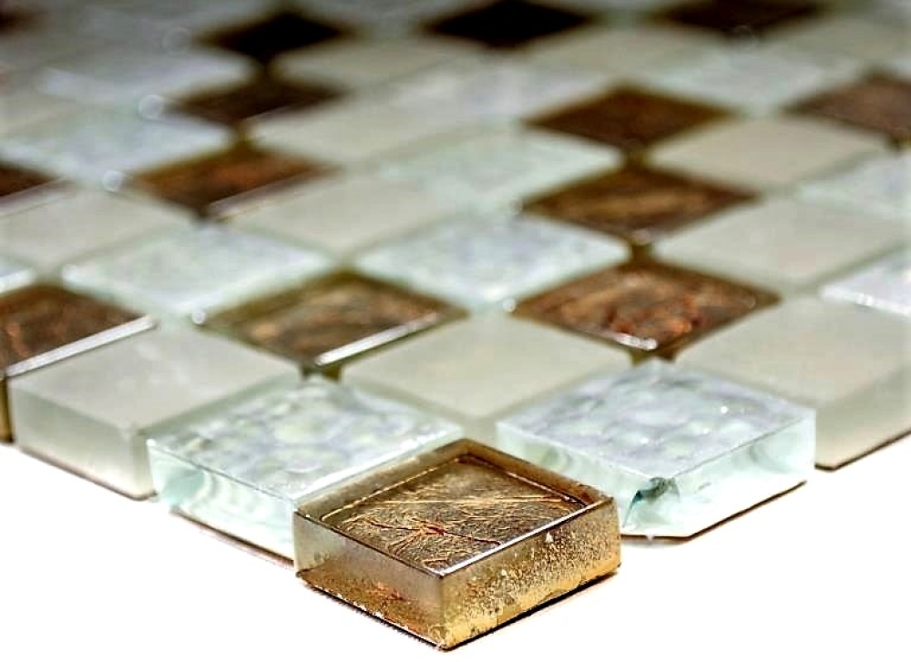 Mosaico Luester optico cristal translucido champan brillante - 10 hojas de mosaico