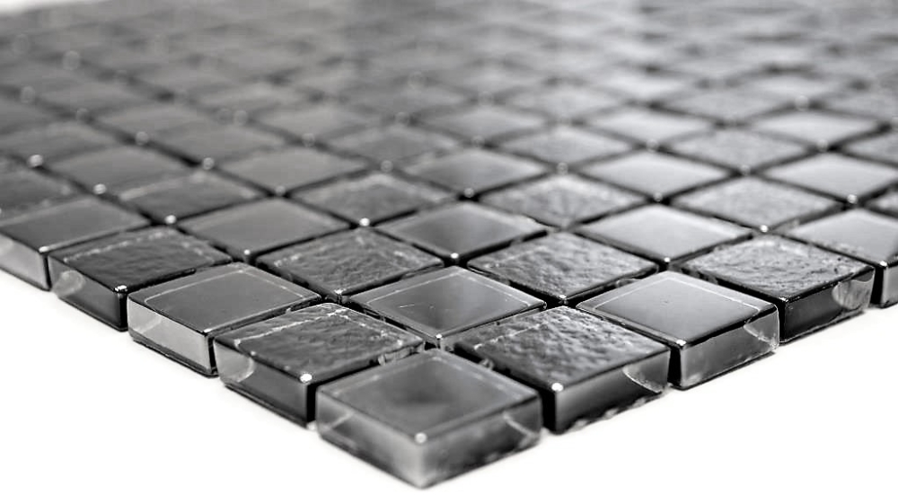 Mosaik Quadrat Glasmosaik mix Lüster schwarz Transluzent Lüsteroptik glänzend