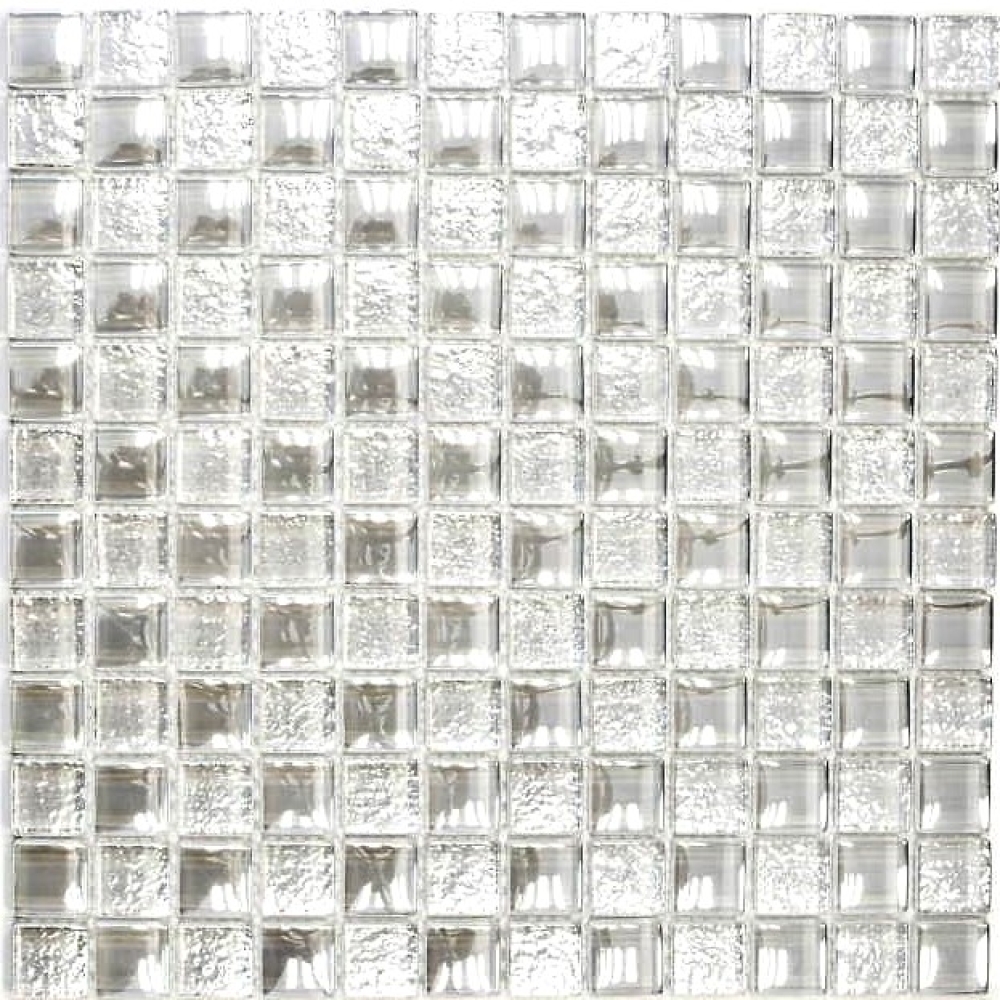 Mosaico Luester optico cristal translucido blanco brillante - 10 hojas de mosaico