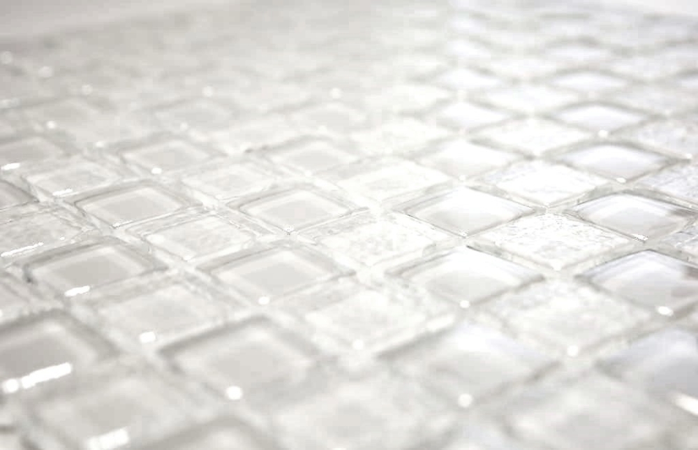 Mosaico Luester optico cristal translucido blanco brillante - 10 hojas de mosaico