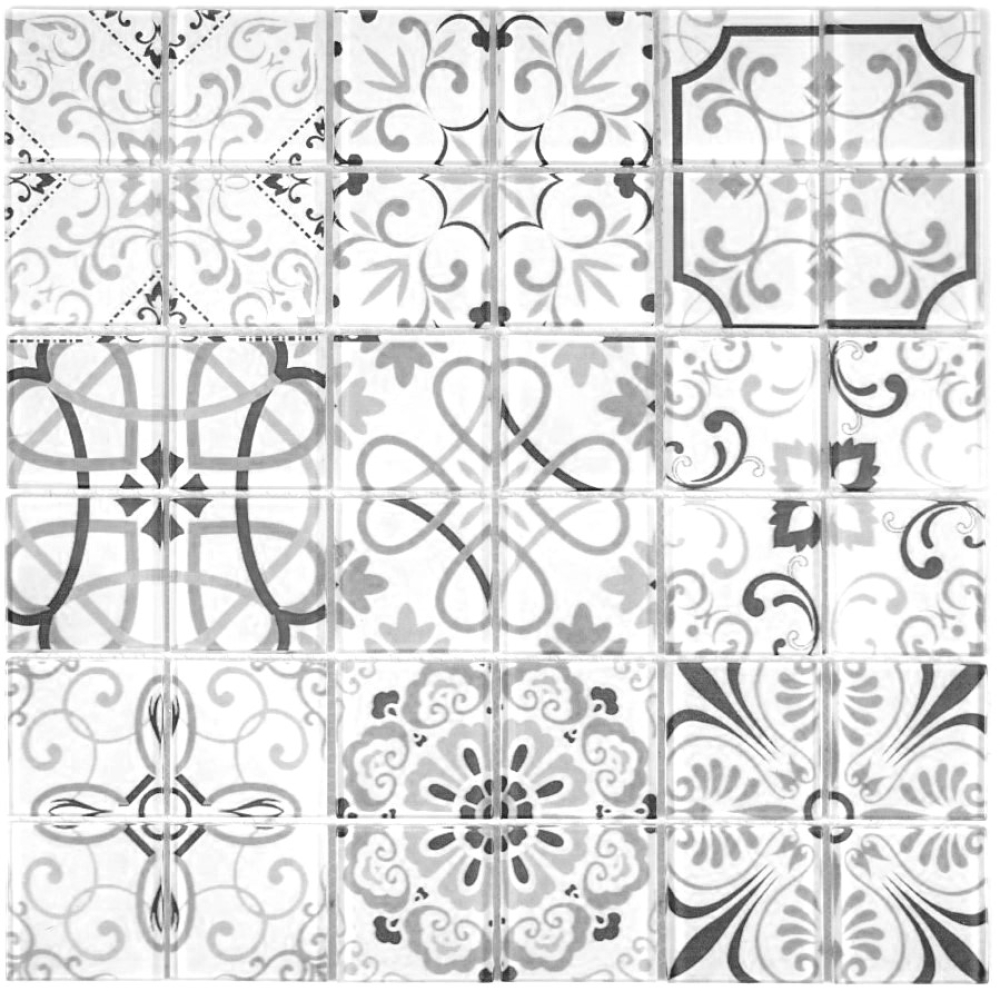 Mosaique Retro Optic Translucide Crystal gris brillant - 10 feuilles de mosaique