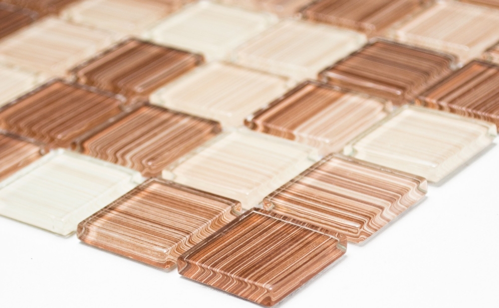 Mosaico Stroke Optics Translucent Crystal beige lucido - 10 fogli di mosaico
