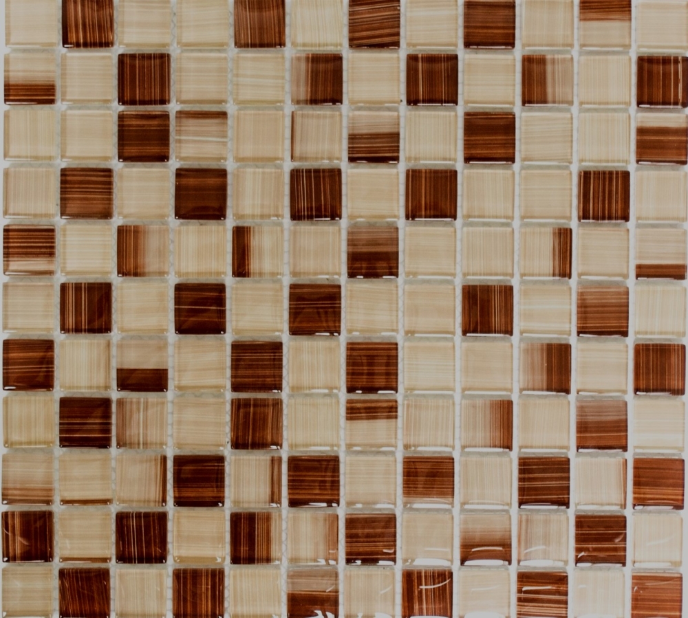 Mosaique Aspect de trait Translucide Crystal beige de trait brillant - 10 feuilles de mosaique