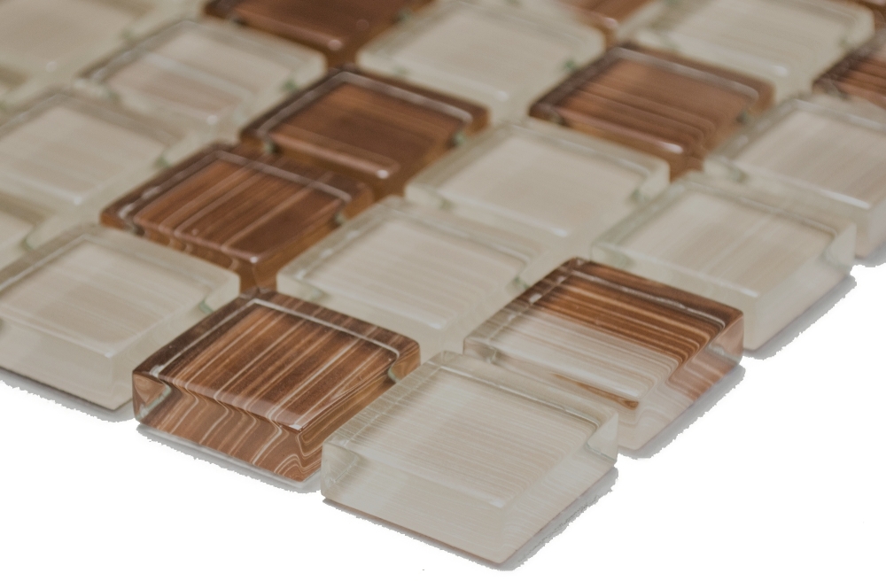 Mosaique Aspect de trait Translucide Crystal beige de trait brillant - 10 feuilles de mosaique