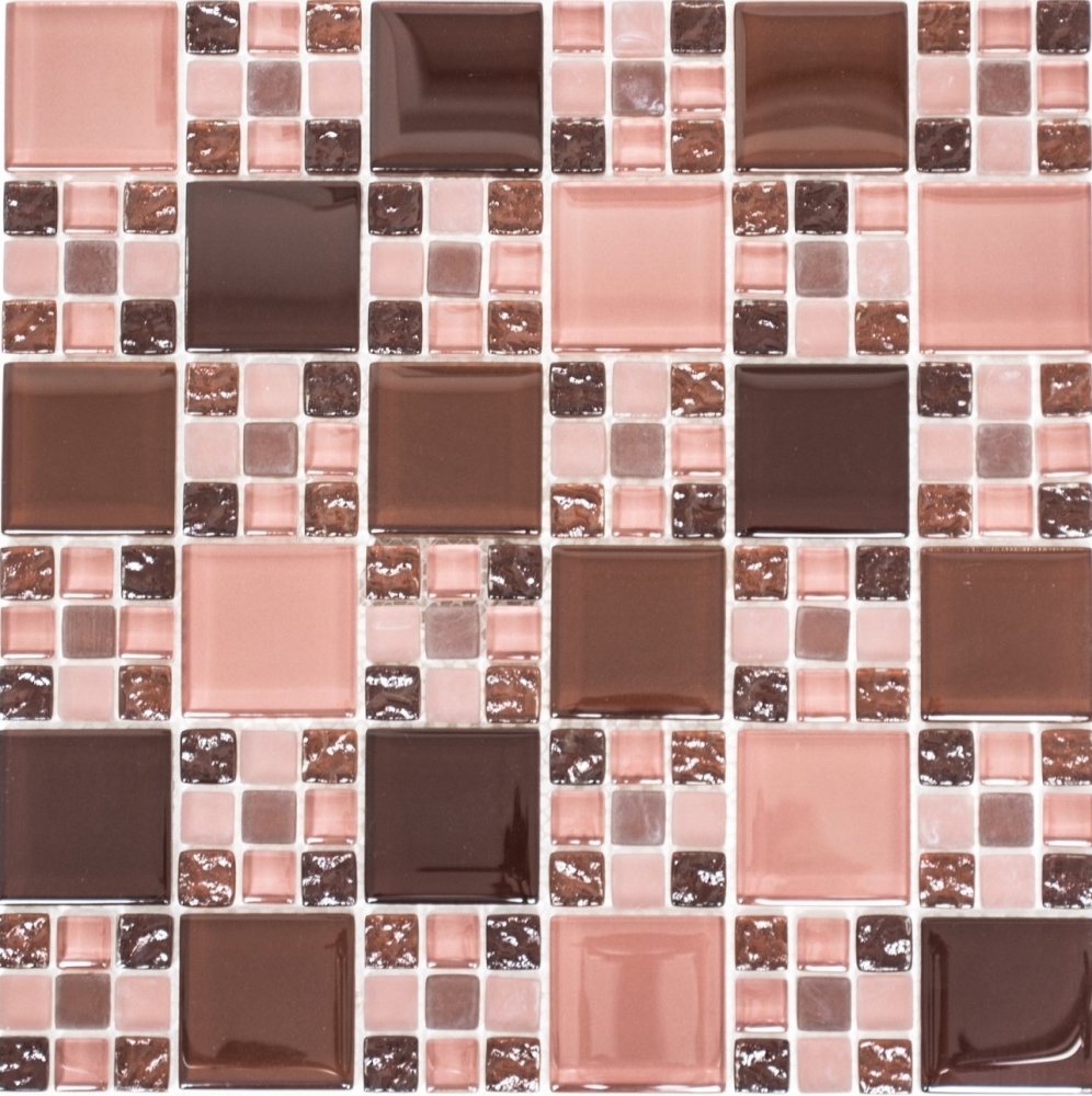 Mosaique de verre Mosaique rouge beige rouge oxyde carrelage cuisine - 78-1304