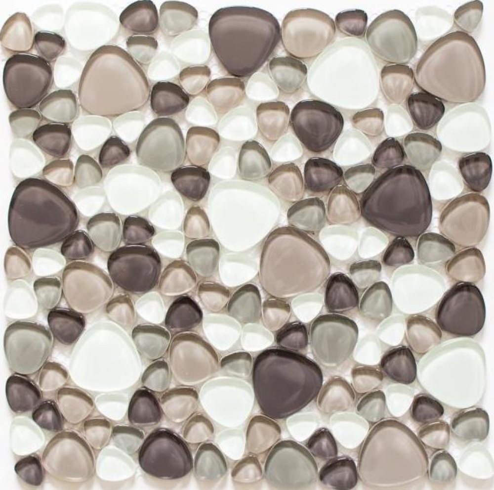 Glasmosaik Mosaikfliese Kiesel Beige Braun Klar Fliesenspiegel Küche Wand - 94-PG66