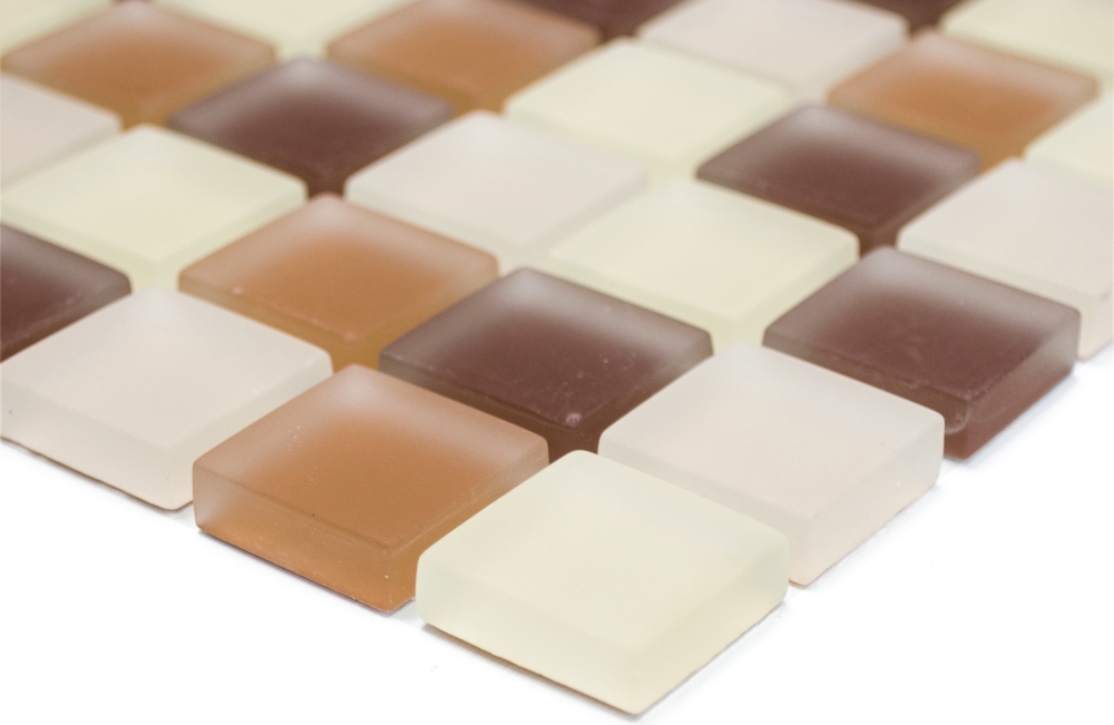 Mosaique de verre Borde Cream Beige Marron Mat Carrelage 72-1311