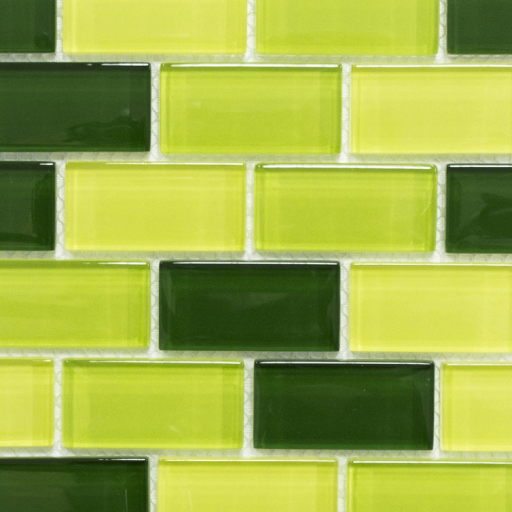 Mosaico de vidrio ladrillo compuesto borde amarillo verde caducifolio 76-0506
