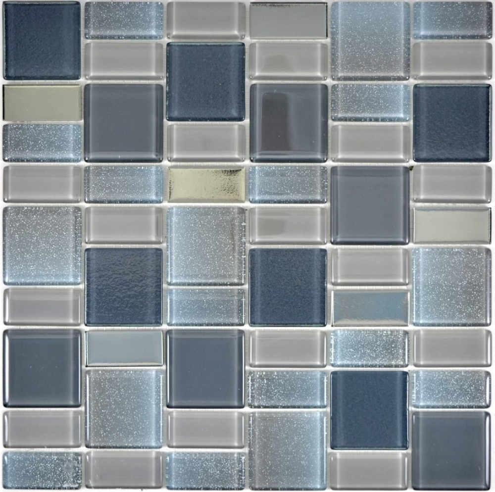 Mosaico di vetro Grigio antracite Crema Iridescente Backsplash 68-0213G