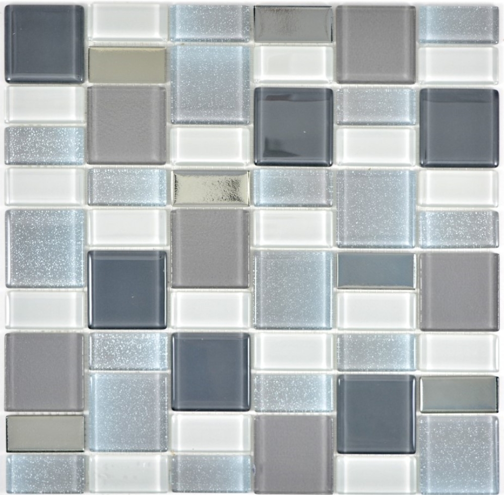 Mosaique Translucide Crystal fume brillant - 10 feuilles de mosaique