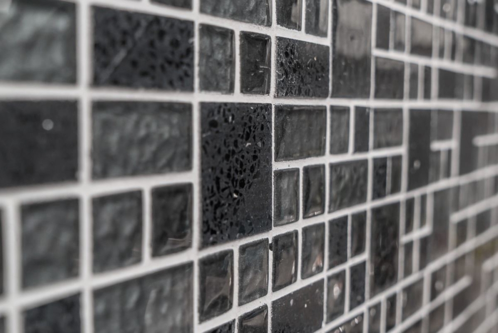 Piedra artificial vidrio mosaico mosaico azulejos compuesto negro gris oscuro antracita azulejo backsplash cocina - 88-K989