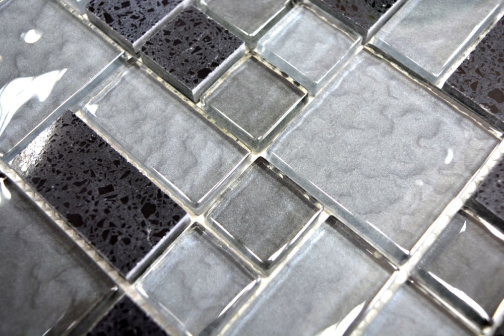 Piedra artificial vidrio mosaico mosaico azulejos compuesto negro gris oscuro antracita azulejo backsplash cocina - 88-K989