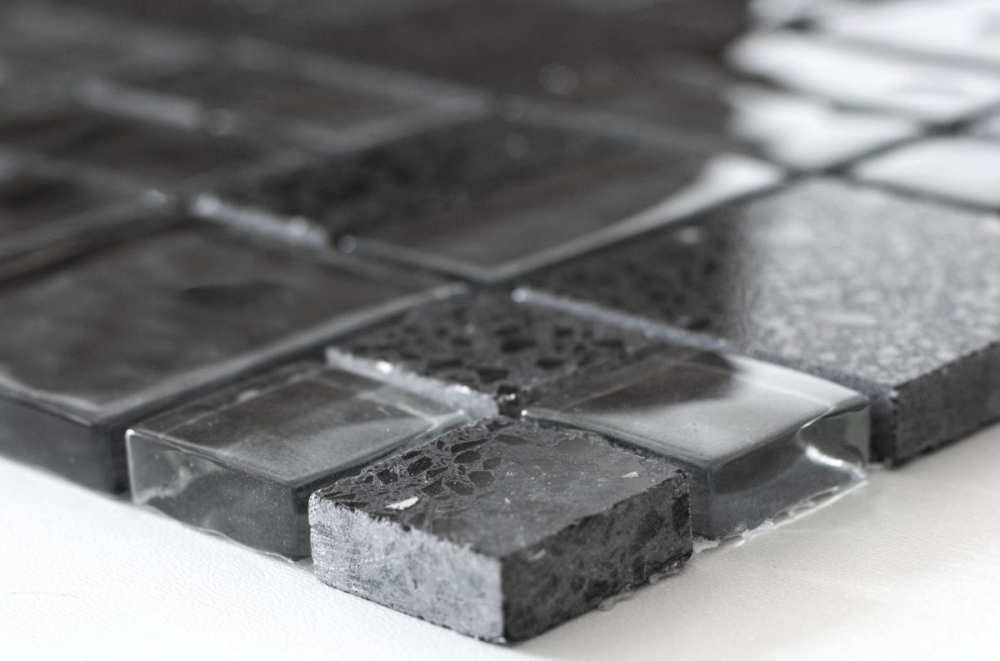 Piedra artificial vidrio mosaico mosaico azulejos compuesto negro gris oscuro antracita azulejo backsplash cocina - 88-K989