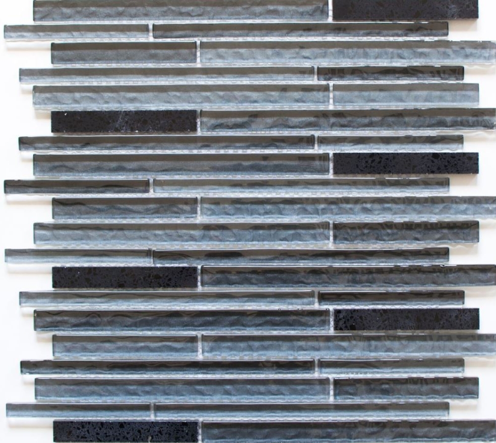 Mosaico de albanileria mezcla de aspecto compuesto translucido mezcla negro brillante - 10 hojas de mosaico