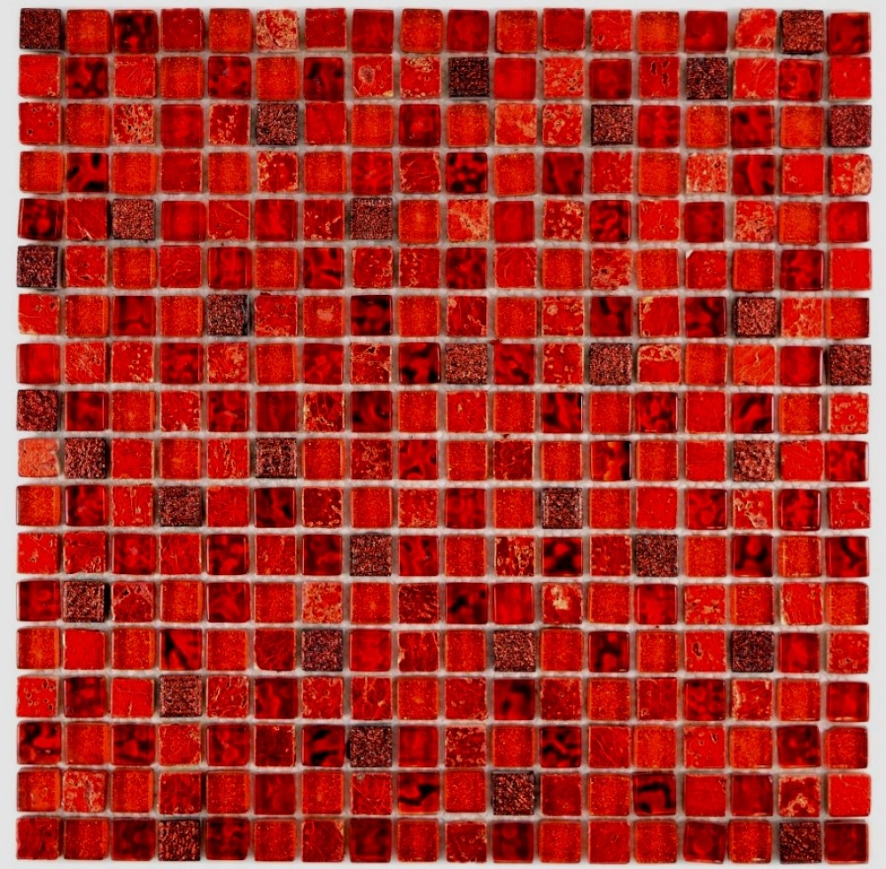 Mosaique Carre Mosaique de verre Resin mix rouge Mix translucide brillant