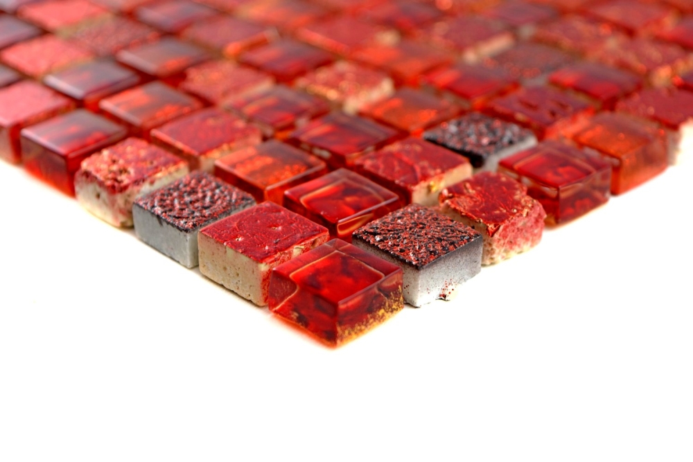 Mosaique Carre Mosaique de verre Resin mix rouge Mix translucide brillant