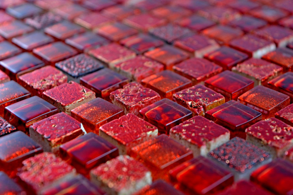 Mosaique Carre Mosaique de verre Resin mix rouge Mix translucide brillant