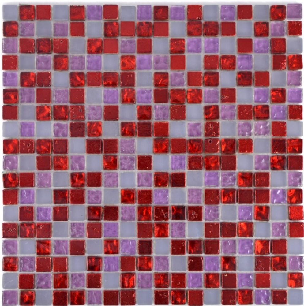 Mosaico de vidrio piedra mosaico azulejo Resina rustico rojo rosa gris mate 92-0911