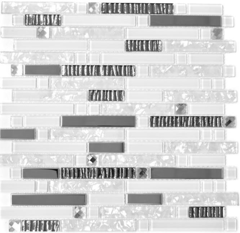 Mosaico compuesto vidrio mosaico acero mezcla blanco vidrio mezcla translucido acero inoxidable aspecto compuesto brillante