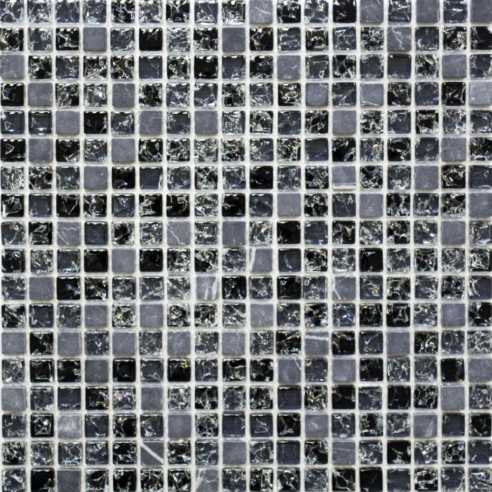Mosaique Carre Mosaique de verre Pierre mix noir Mix translucide brillant